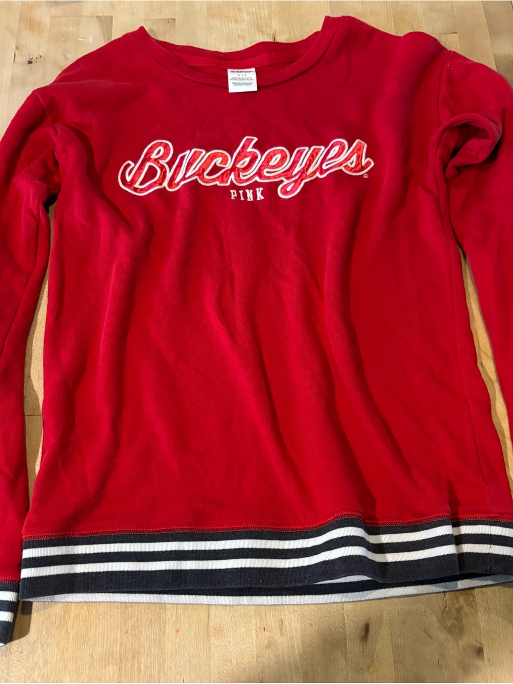 Victoria's Secret PINK Red 'Buckeyes' Long-Sleeve Pullover